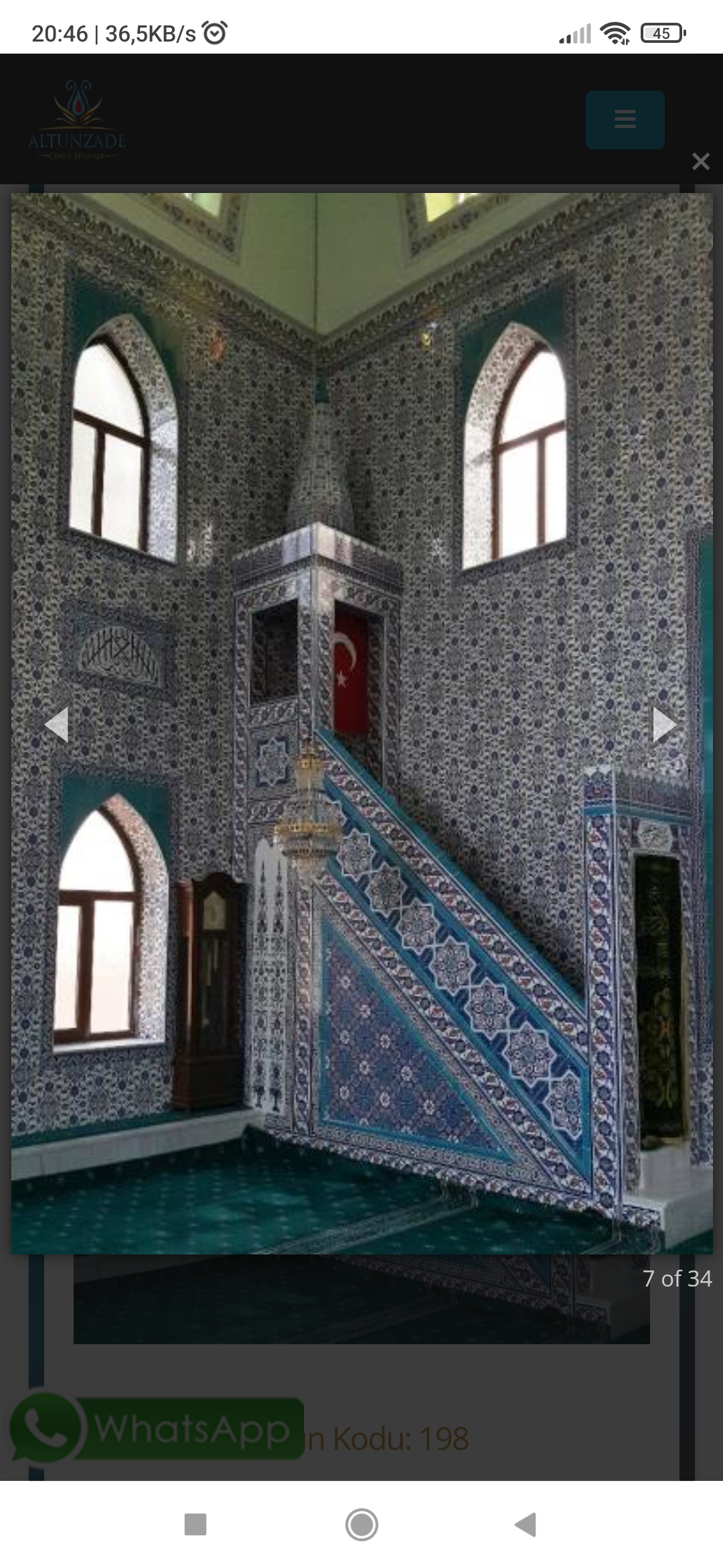 Tekirdağ Cami Çini İşleri, Mihrap Minber Kürsü, Kütahya Çini , Cami Çinileri, Çini Seramik, yer karoları,