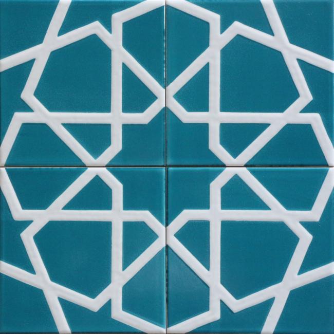 20x20 Çini Karolar-22, Lider Çini, 20x20 Selçuklu Motifi Karo Çini, Çini Dekorasyonu, Handmade Tile