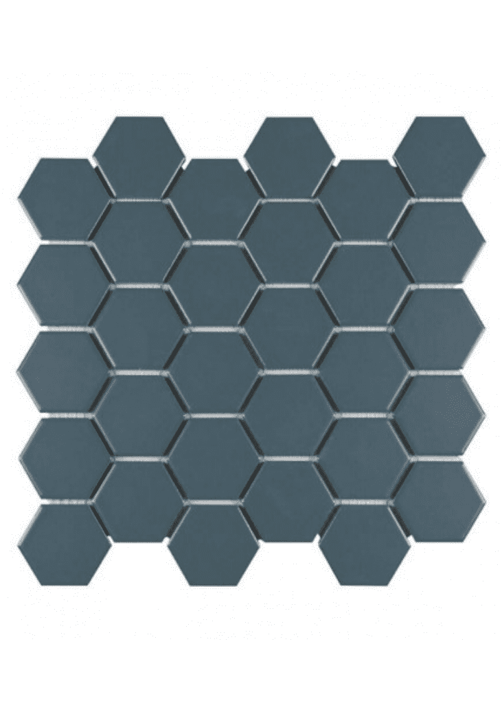 Fileli Hexagon Seramik Porselen Koyu Mavi-41- 