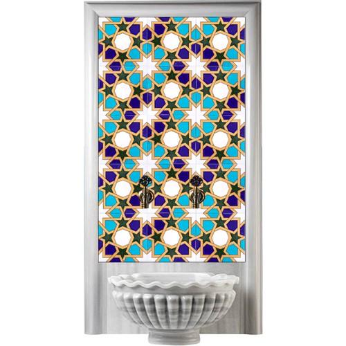 Hamam Çinileri - 0019, Lider Çini, 60x120 Hamam Çini Geometri Selçuklu Modeli, Türk Hamam Çinileri, Hamam Banyo Çinileri, Hamam Kurnası Çini Panoları