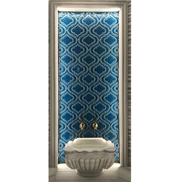 Hamam Çinileri - 0020, Lider Çini, 80x160 Arabesk Lacivert Hamam Kurna Arkası Çini Seramik, Hamam Çini