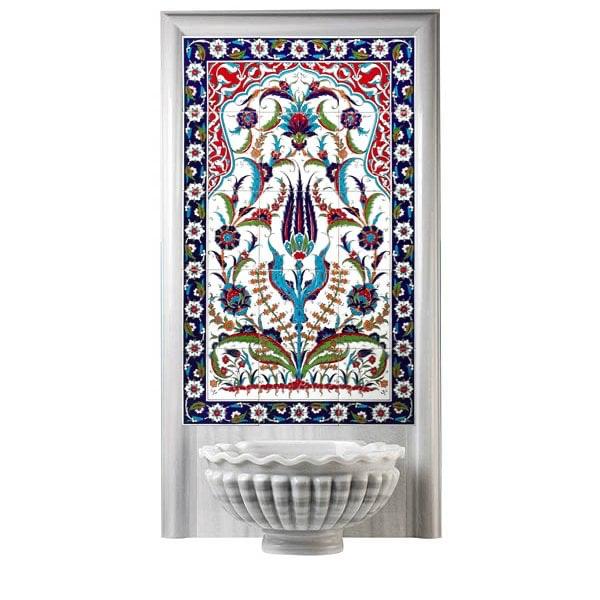 Hamam Çinileri - 0029, Lider Çini 60x120 El Yapımı Hamam Çini Pano, Hamam Kurnası Çini, Banyo Hamam Çinileri, Ev Tipi Sauna Çinileri