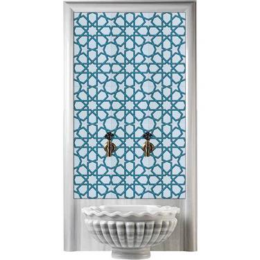 Hamam Çini Seramikleri - 0034, Lider Çini, 60x120 Hamam Çini Geometri Selçuklu Motifi, Villa Hamam Tasarım Çinileri,  Kütahya Hamam Çinileri, Hamam Çinili Pano