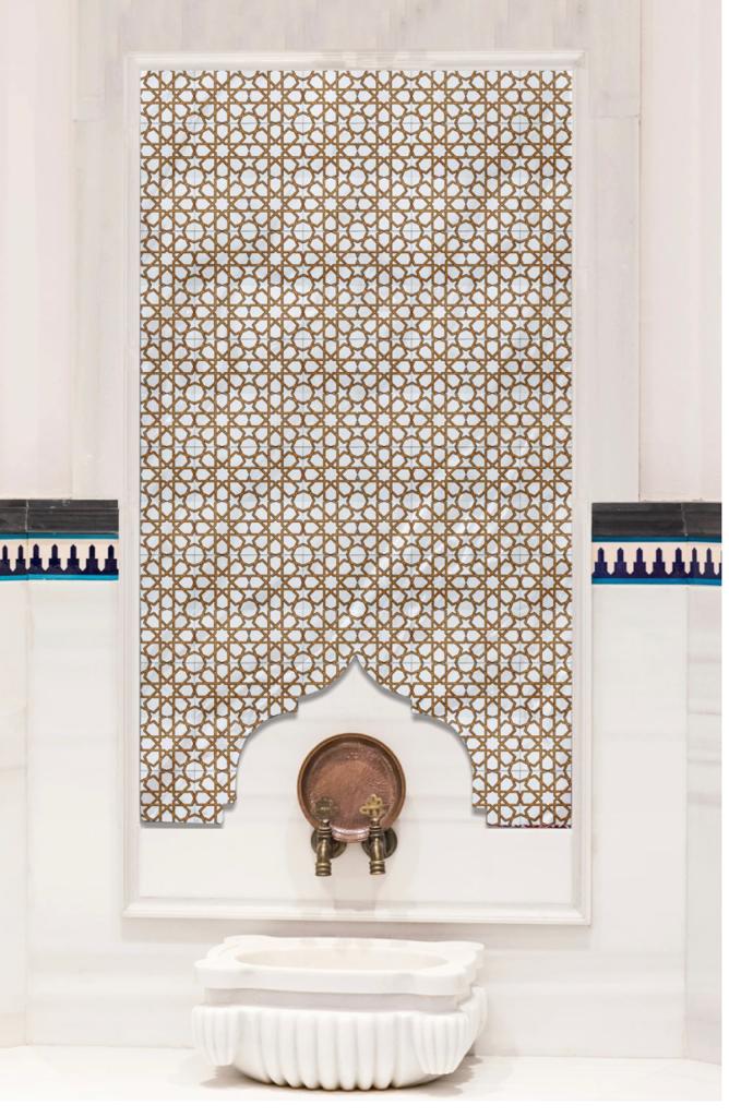 Hamam Çinileri - 0040, Lider Çini, 80x160 Hamam Çini Türkmen Yıldızı Modeli, Osmanlı Hamamı Çini Tasarımları, Hamam Çinisi, Hamam Çini Modelleri