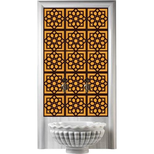 Hamam Çinileri - 0047, Lider Çini, 60x120 Selçuklu Modeli Kahve Desen Kurna Arkası Çini, Hamam Çini Tasarımı, Türk Hamamı Çinisi, Ev Tipi Banyo Hamam Modelleri