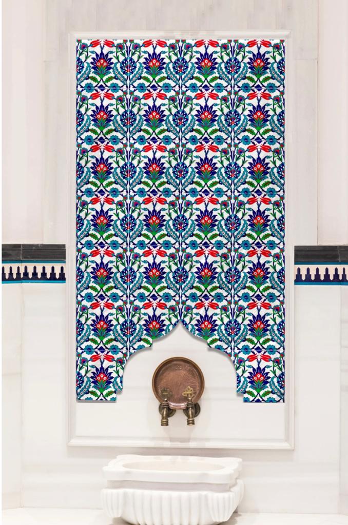 Hamam Çinileri - 0008, Lider Çini, 80x160 İznik Çini Desenli Hamam Kurna Çinileri, Hamam Seramik