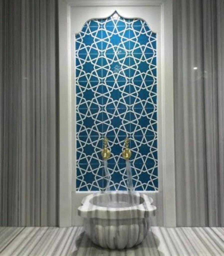 Hamam Çinileri - 0093, Lider Çini, 60x140 Selçuklu Çini Hamam Çinisi, Hamam Panosu, Banyo Hamam Çini Pano, Duş Seramik Çini Pano