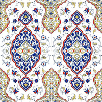 20x20 Çini Karolar-24, Lider Çini, Hardal Lacivert 20X20 Çini Seramik Karo,  Çini Kütahya, Turkish Bath Tile