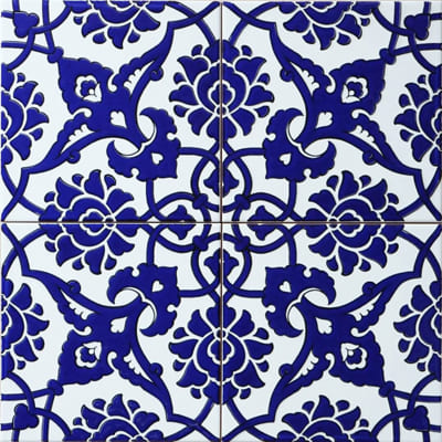 20x20 Çini Karolar-25, Lider Çini, 20x20 Selçuklu Motifi Kobalt Çini Seramik, Çini Mozaik, Turkish Bath Ceramic