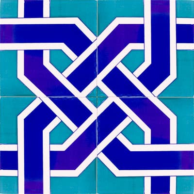 20x20 Çini Karolar-30, Lider Çini, Zincir Turkuaz Mavi Çini Karo,  Türk Hamam Çinileri, Turkish Bath Tile