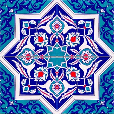 20x20 Çini Karolar-17, Lider Çini, Türkmen Yıldızı 20x20 Mavi Beyaz Çini, 20x20 Seramik Karo, Mosaic Tiles