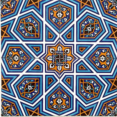 20x20 Çini Karolar-52, Lider Çini, Geometri Selçuklu 20x20 Çini Seramik, Lale Desenli Çini, Turkish Tile