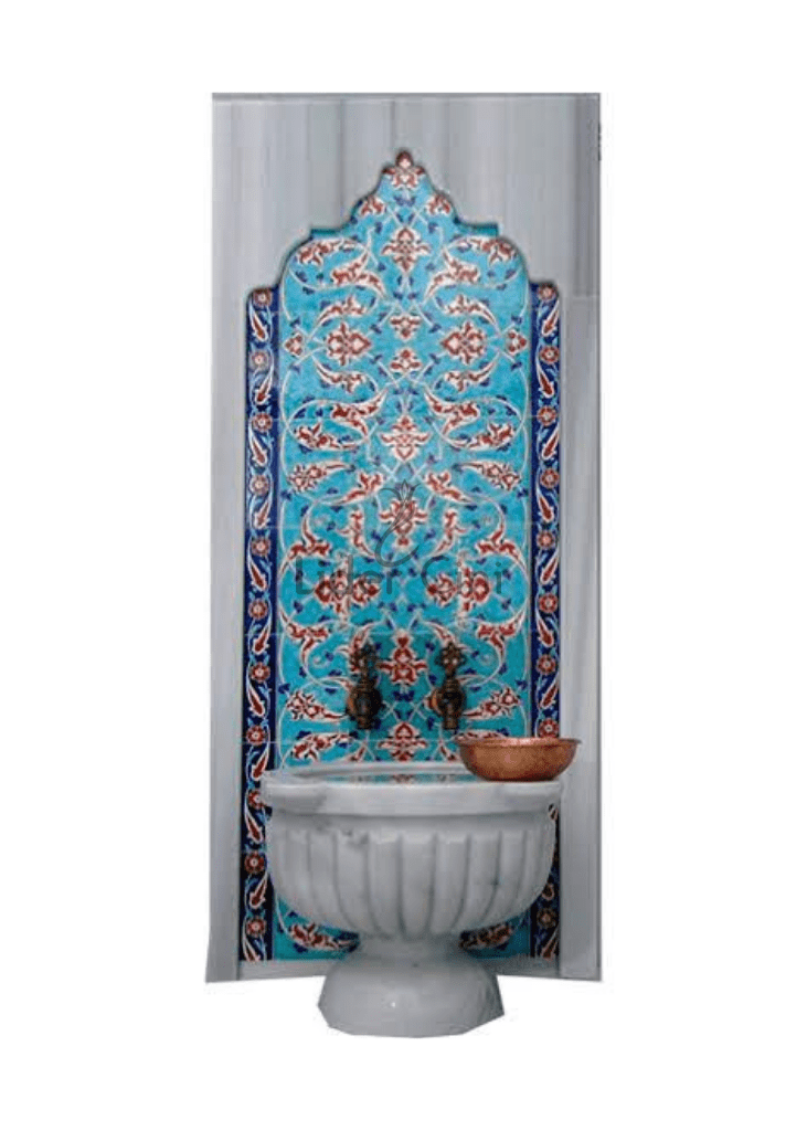 Kurna Arkası Çini Pano-100- 80x180 El Yapımı Hamam Çini Pano, Ottoman Bath Tiles