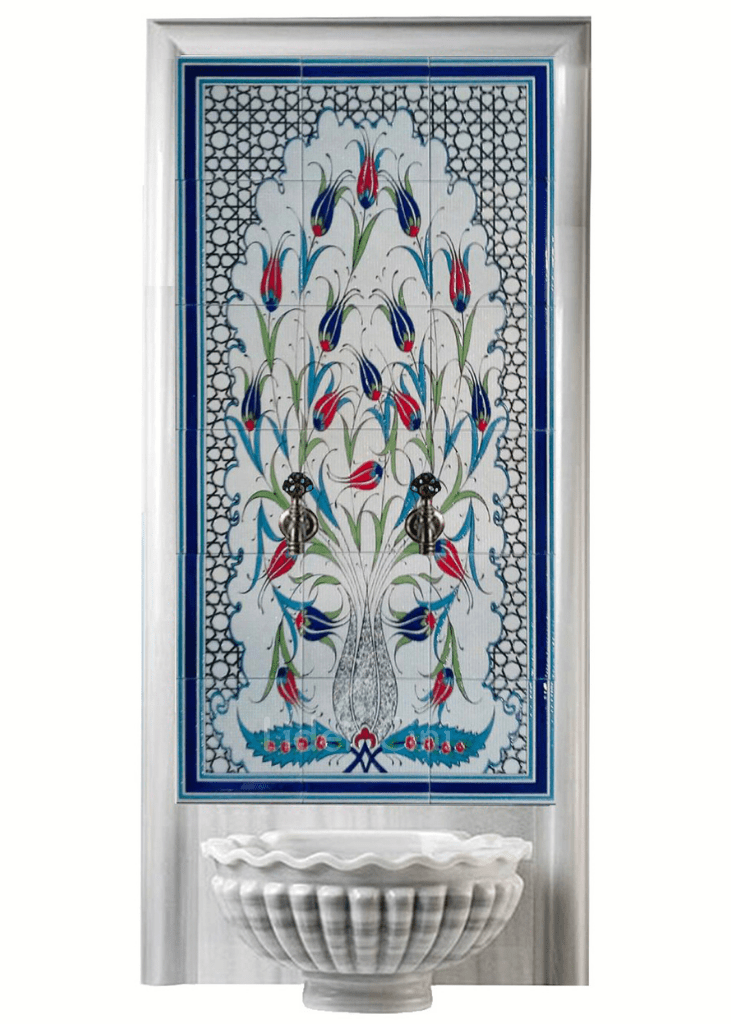 Kurna Arkası Çini Pano-53- 60x120 Hamam Çini Lalezar Çini Pano, Banyo seramik dekorasyon