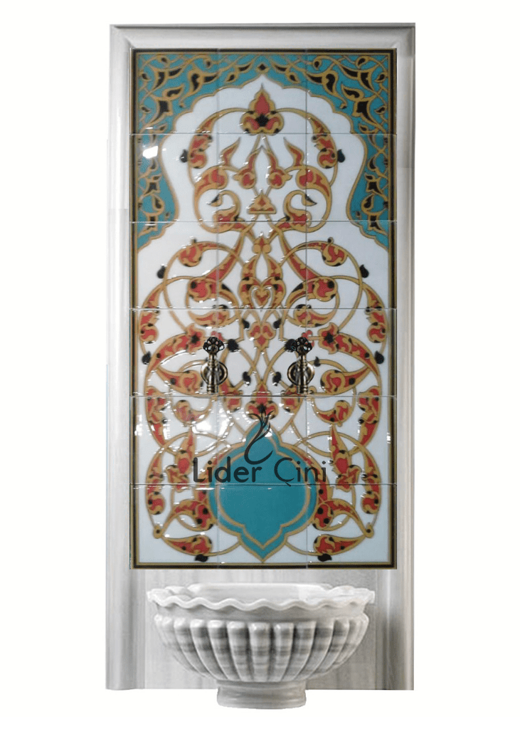 Kurna Arkası Çini Pano-64- 60x120 Hamam Kurna Arkası Çini Pano Vetroze, Turkish Tile