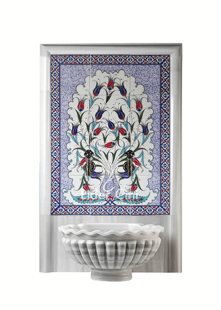 Kurna Arkası Çini Pano-76- 60x120 Lalezar Hamam Çini, Turkish Bath Ceramic