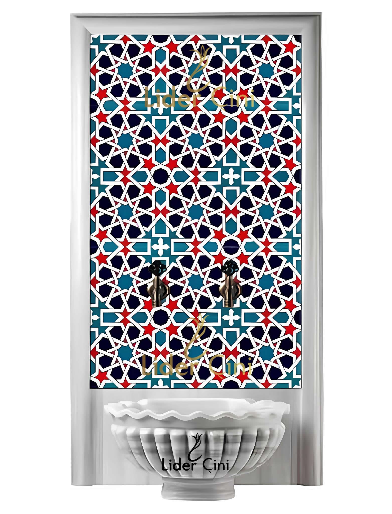 Hamam Çinileri-54, Lider Çini, 80x160 Hamam Geometri Çini Modeli, Duş İçi Seramik Çini Pano, Turkish Bath Tile Models, Kurna Önü Çini