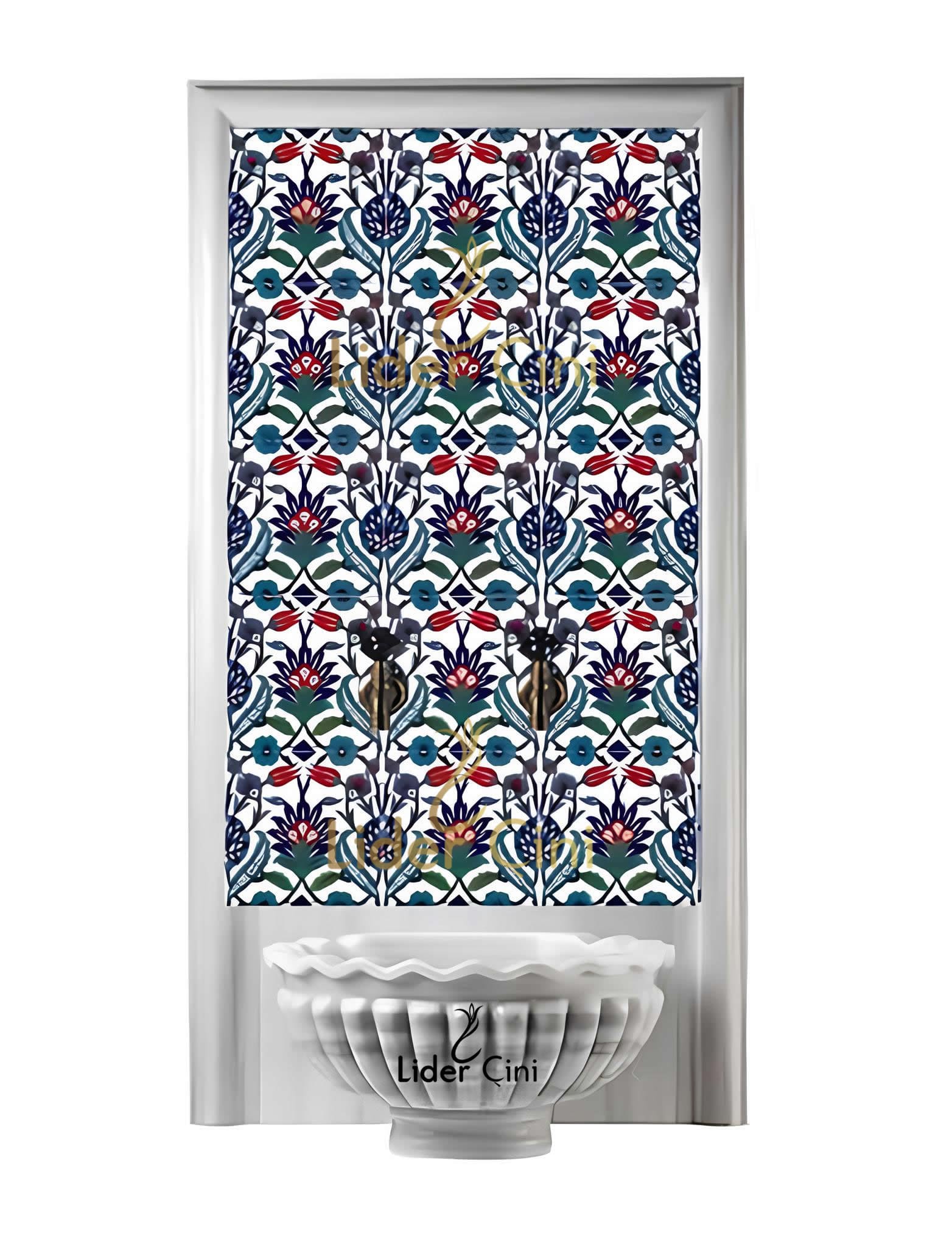 Hamam Çinileri-59, Lider Çini, 60x120 Mavi Beyaz Hamam Çini Pano, Villa Tipi Hamam Çinisi, Hamam Sauna Çinisi, Hamam Spa Çini Seramik