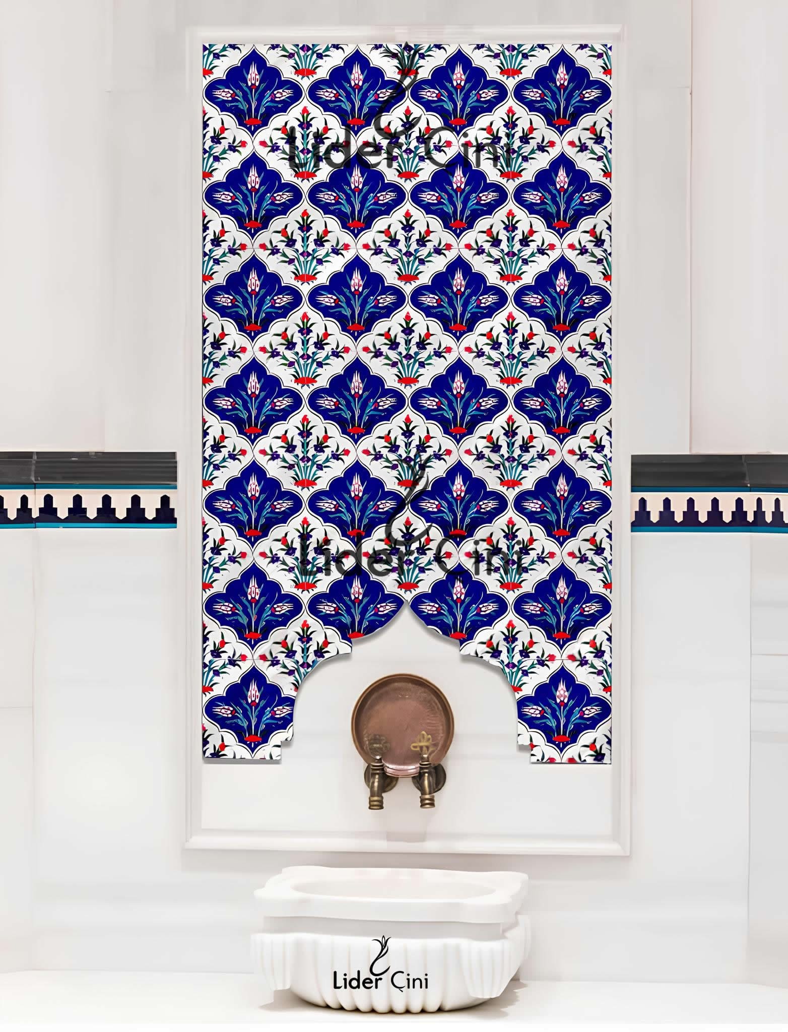 Hamam Çinileri-64, Lider Çini, 20x25 Hamam Çinisi, Ottoman Bath Tile, Hamam Sauna Çinileri, Villa Tipi Hamma Çini,