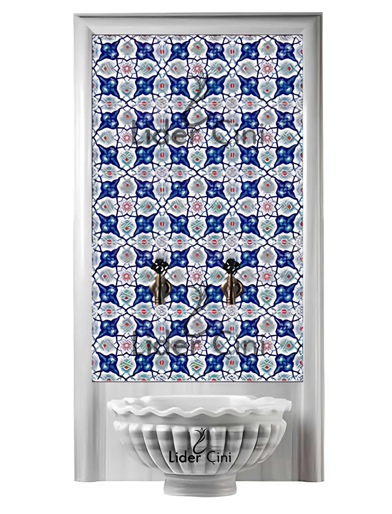 Hamam Çinileri-86, Lider Çini, İznik Hamam Çini Pano,  Hamam Çini Tasarımı, Ottoman Bath Tiles