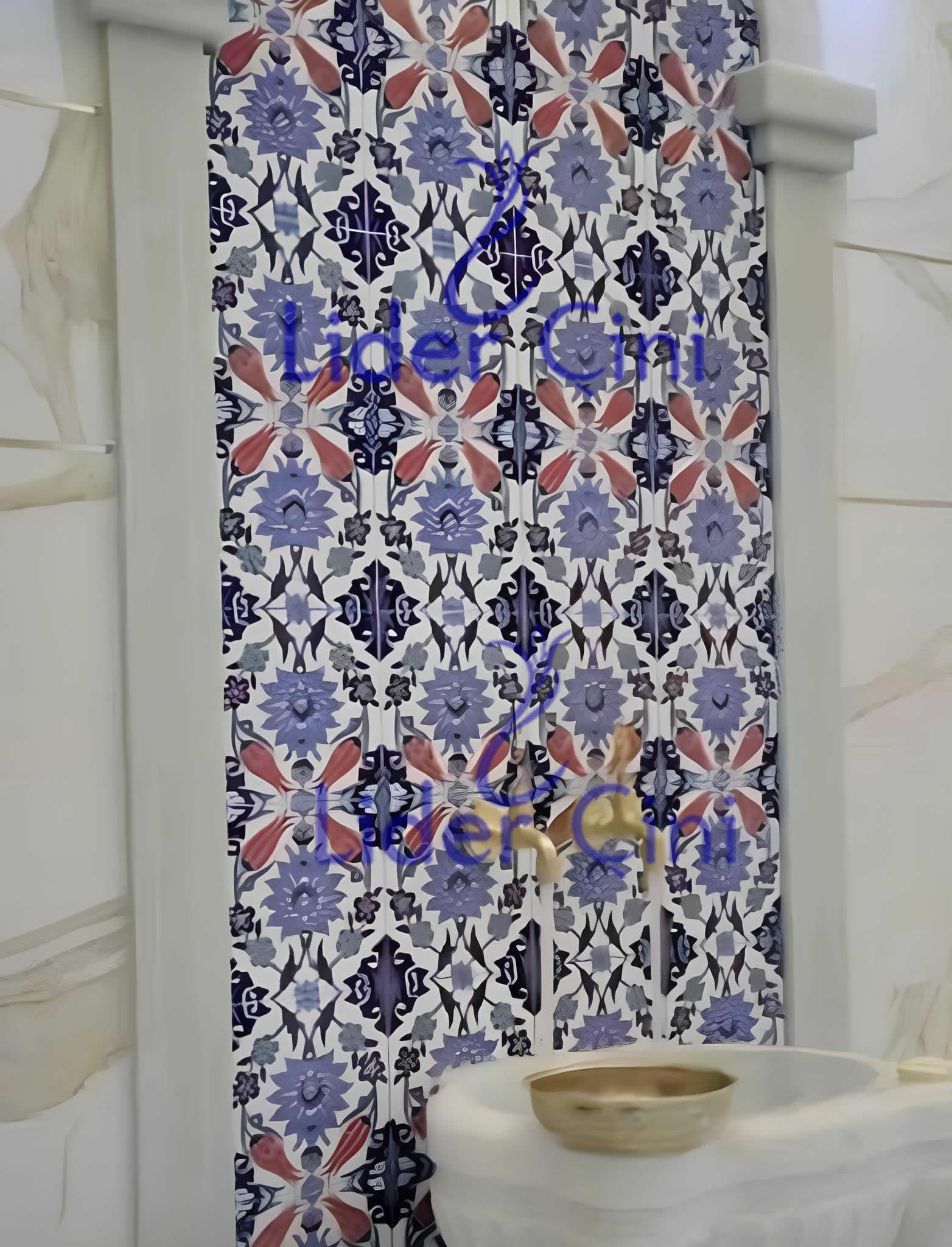 Hamam Çinileri-95, Lider Çini, Kişiye Özel Hamam Çini Tasarımı, Hamam Çinili Pano, Türk Hamam Çini Tasarımları, İznik Hamam Çinileri,